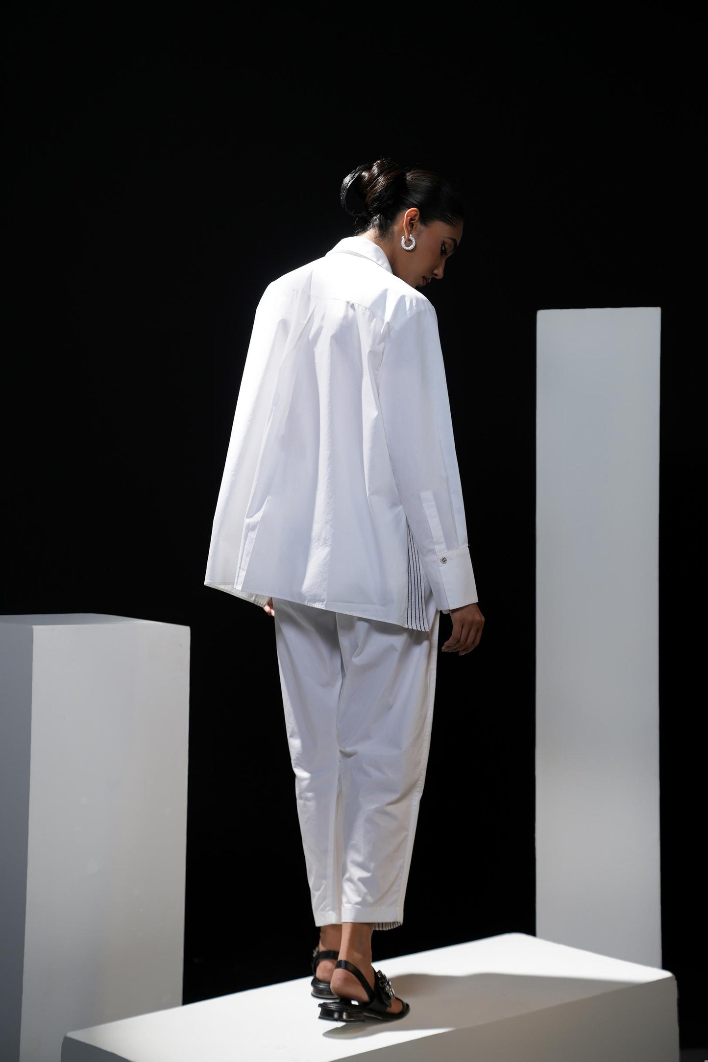 Pure cotton stripped coord set white