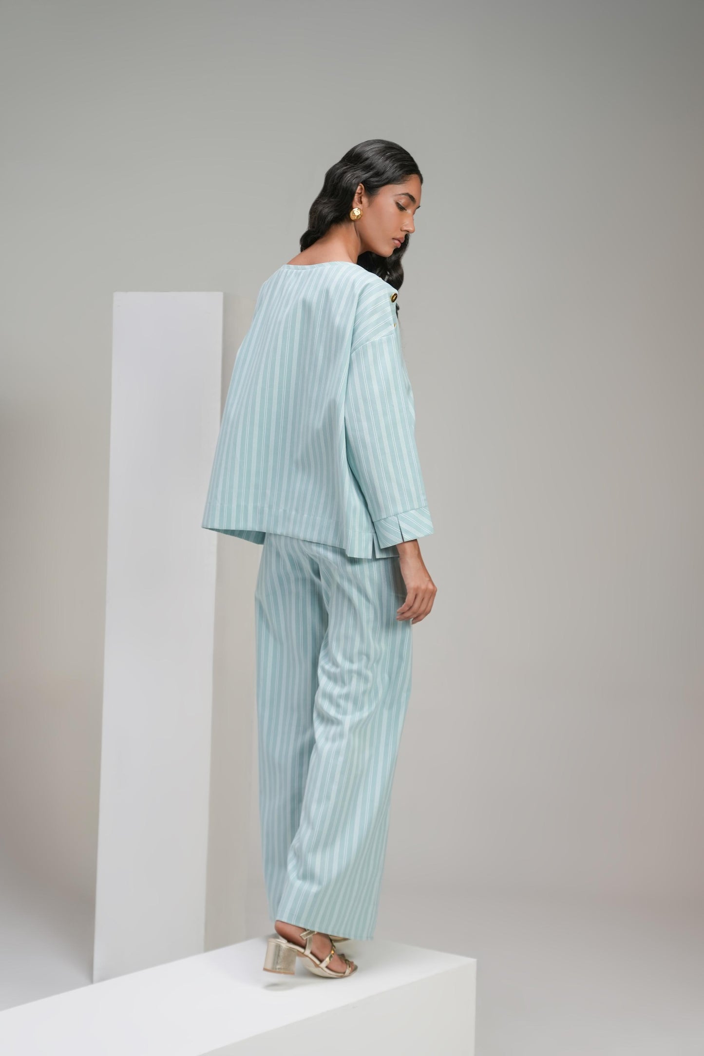 Stripped Sea Blue Coord Set