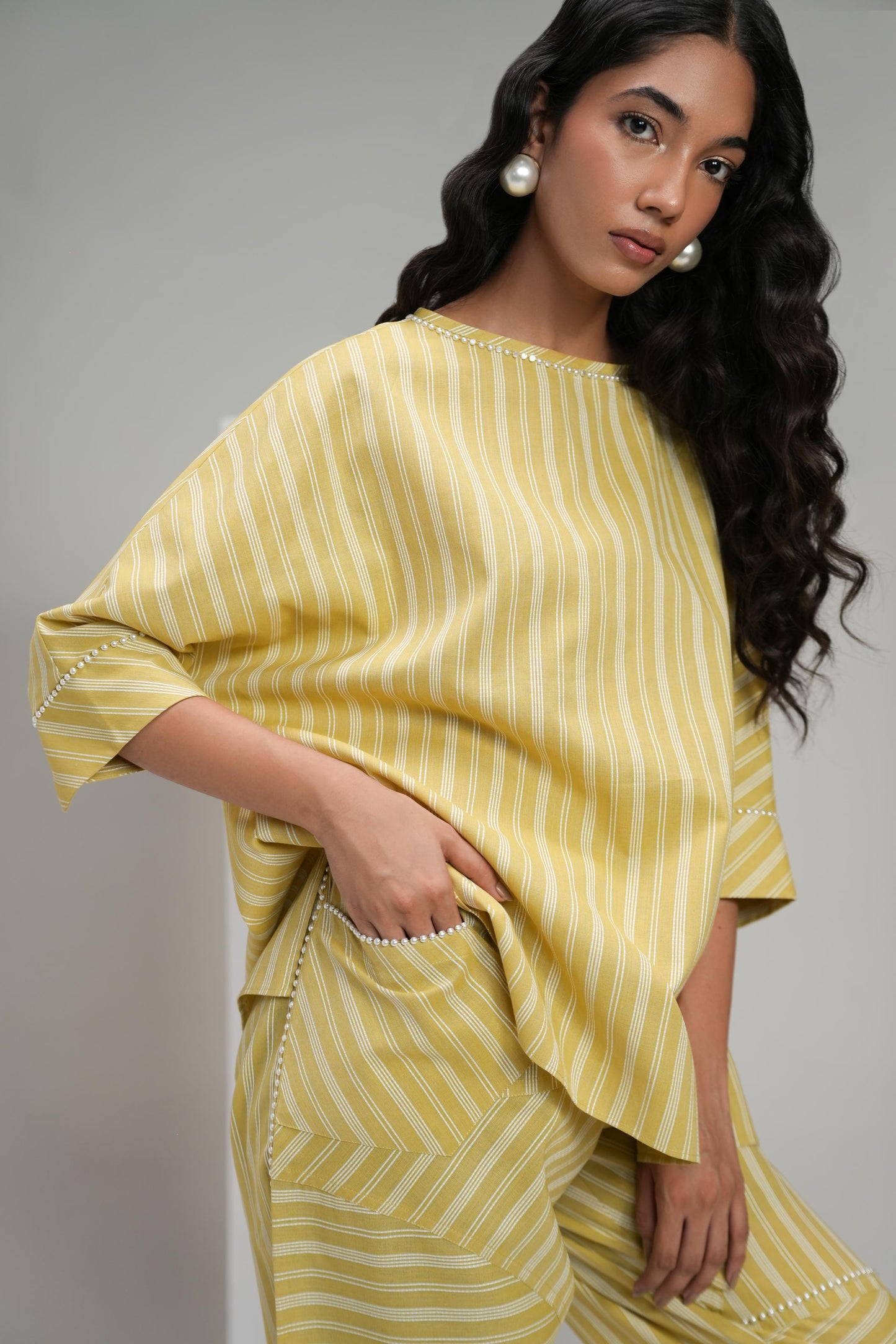 Stripped Powder Green Coord Set