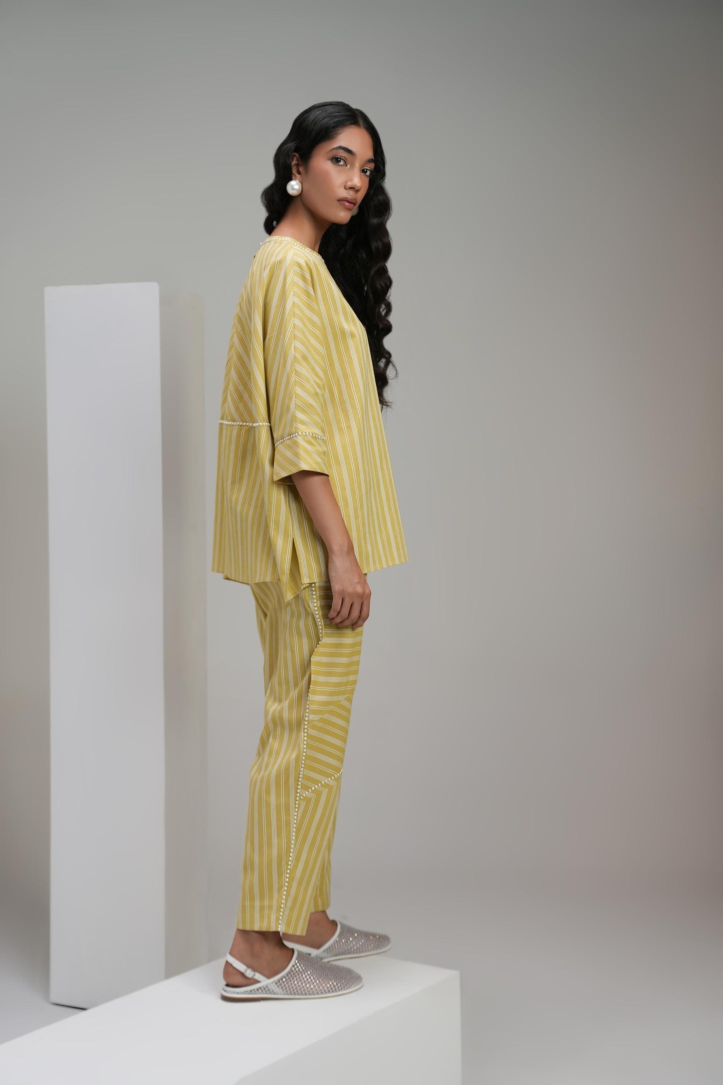 Stripped Powder Green Coord Set