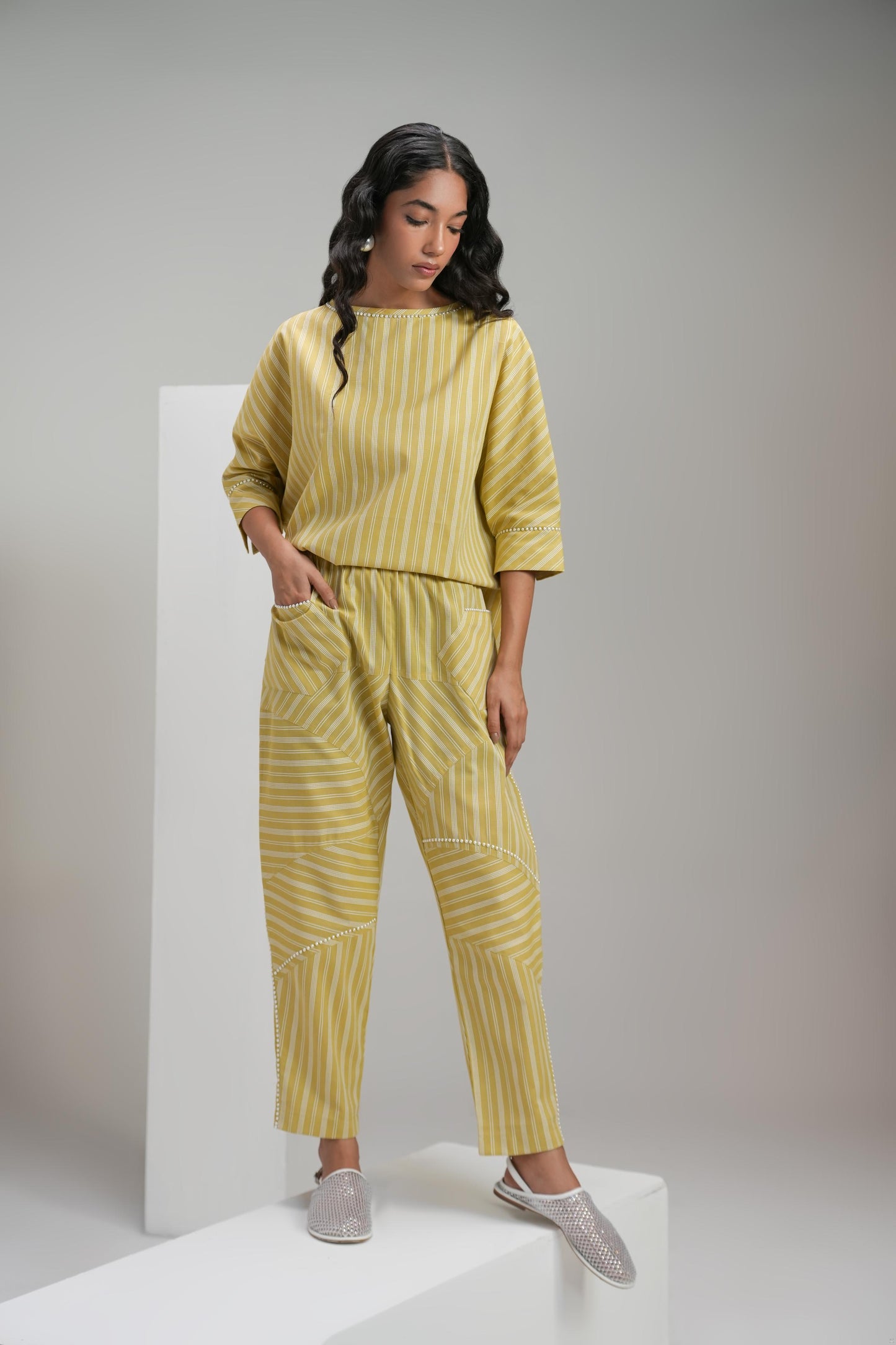 Stripped Powder Green Coord Set