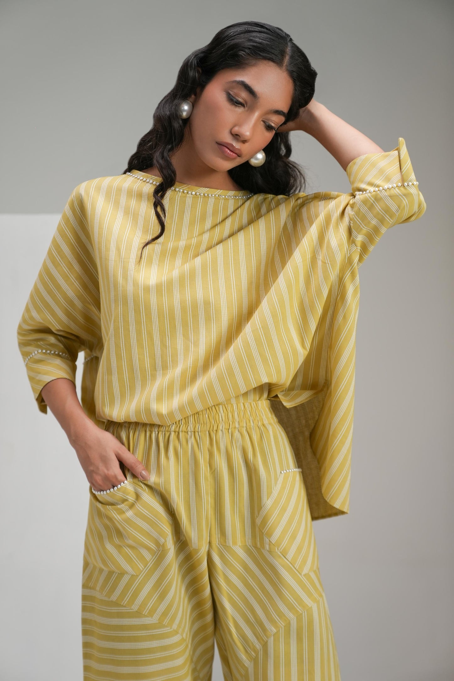 Stripped Powder Green Coord Set