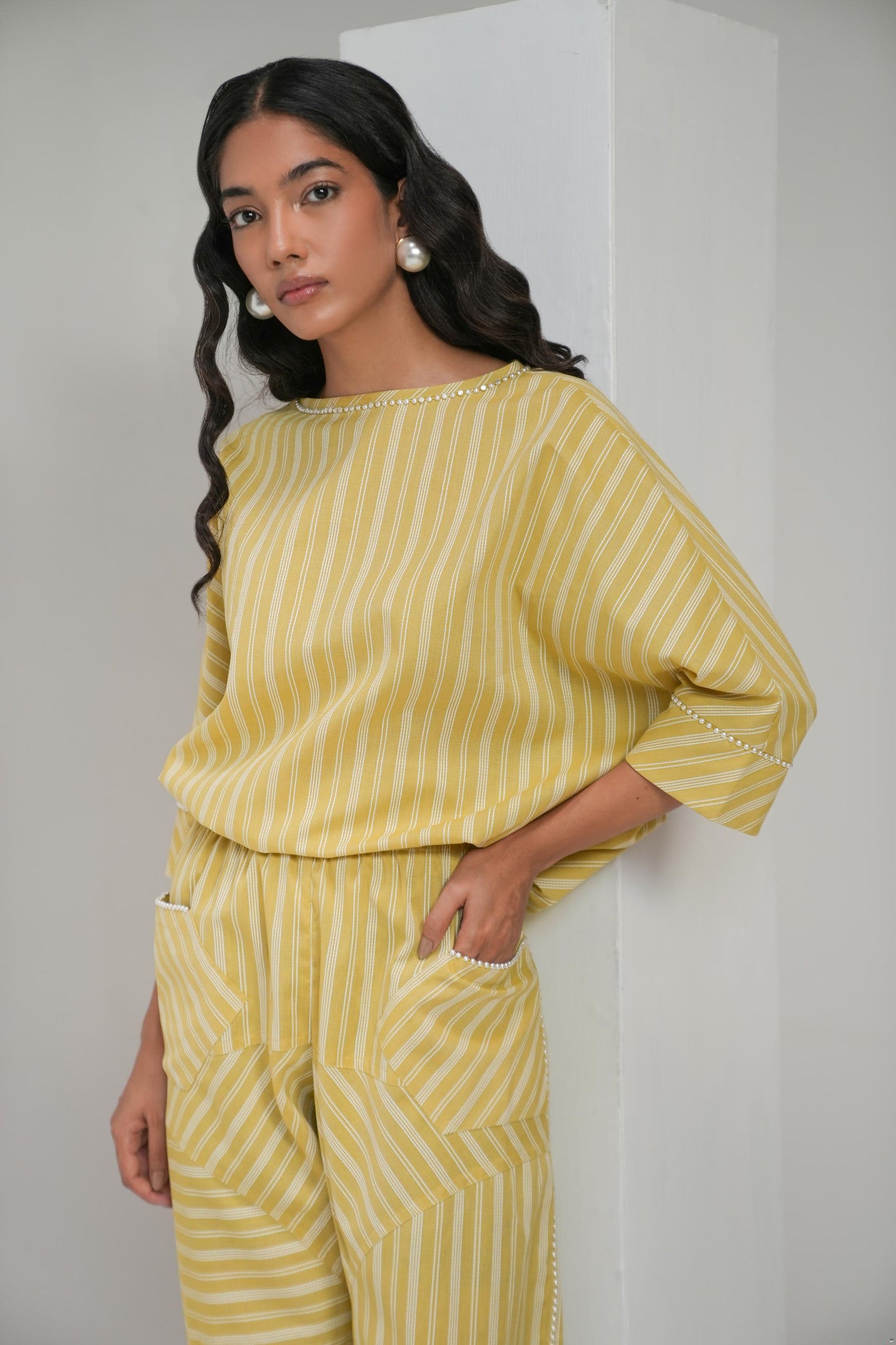 Stripped Powder Green Coord Set