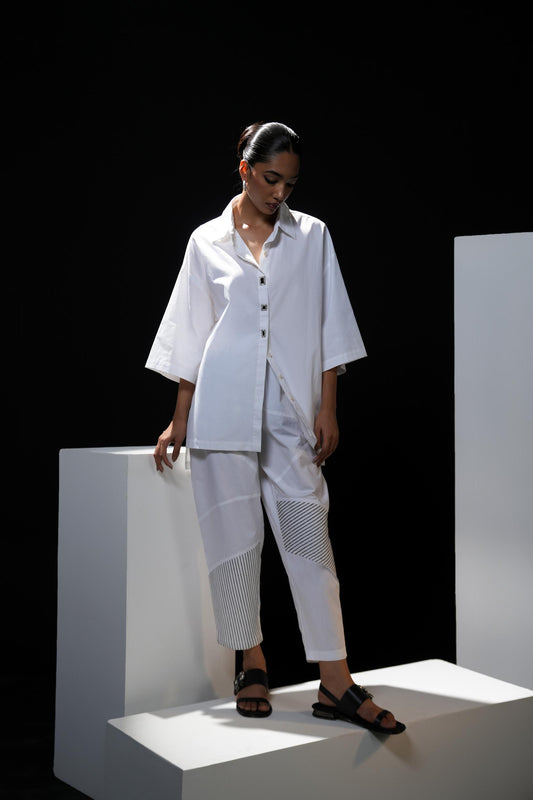 Cotton shirt with swarovski buttons