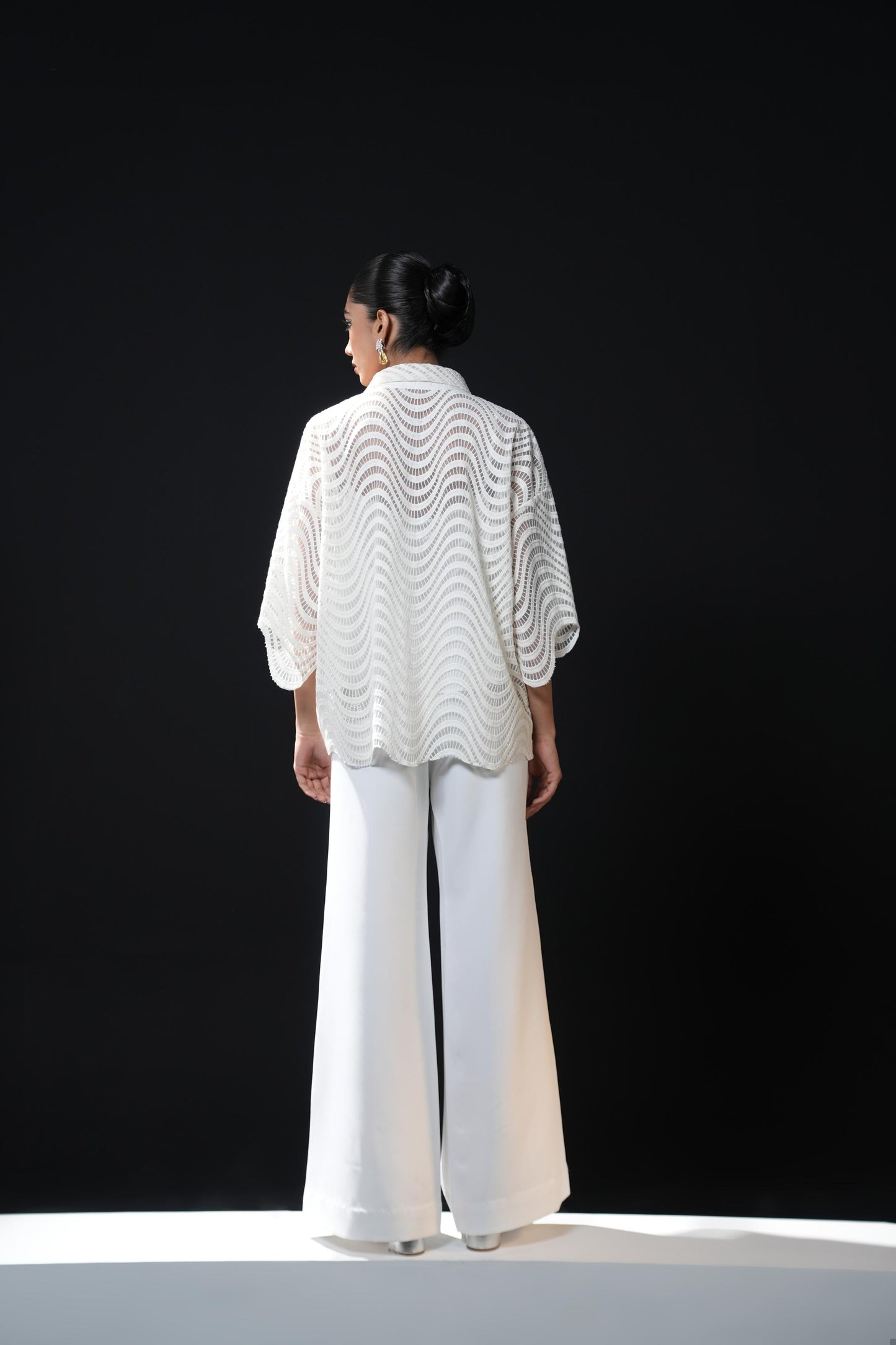 Three piece ivory crinkled coord set